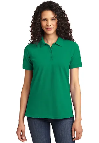 LKP155 Port & Company® Ladies 50/50 Pique Polo Kelly front view