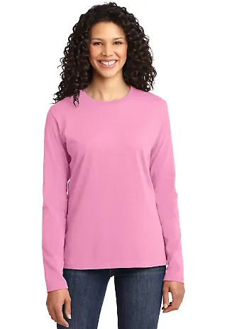 LPC54LS Port & Company® Ladies Long Sleeve 5.4-oz Candy Pink front view