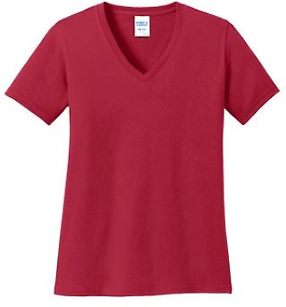 LPC54V Port & Company Ladies 5.4-oz 100% Cotton V in Red