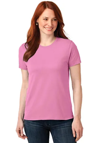 LPC55 Port & Company® Ladies 50/50 Cotton/Poly T- Candy Pink front view