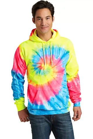 PC146 Port & Company® Essential Tie-Dye Pullover  Neon Rainbow front view