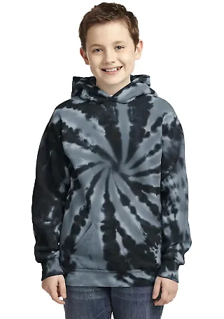 PC146Y Port & Company® Youth Essential Tie-Dye Pu in Black front view