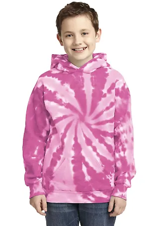 PC146Y Port & Company® Youth Essential Tie-Dye Pu in Pink front view