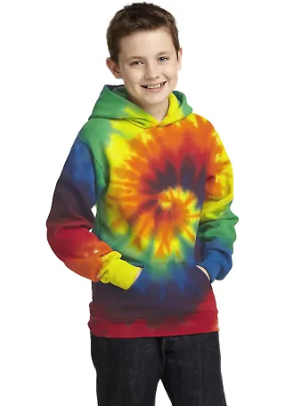 PC146Y Port & Company® Youth Essential Tie-Dye Pu in Rainbow front view