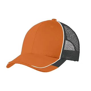 C904 Port Authority® Colorblock Mesh Back Cap Flare Or/MagGy front view