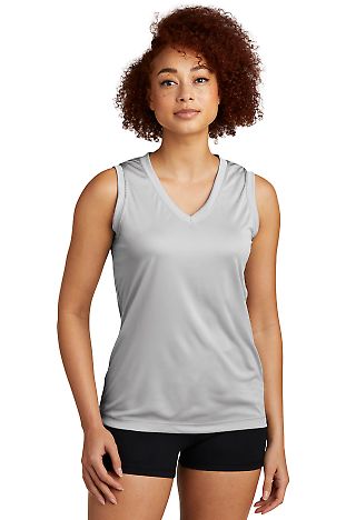 LST352 Sport-Tek Ladies Sleeveless Competitor™ V in Silver front view