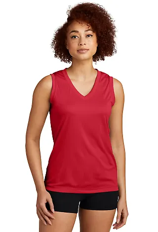 LST352 Sport-Tek Ladies Sleeveless Competitor™ V True Red front view