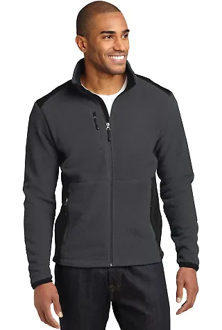 EB232 Eddie Bauer® Full-Zip Sherpa Fleece Jacket Grey Stl/Black front view