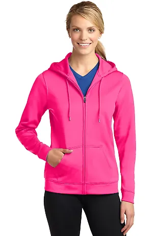 LST238 Sport-Tek® Ladies Sport-Wick® Fleece Full in Neon pink front view