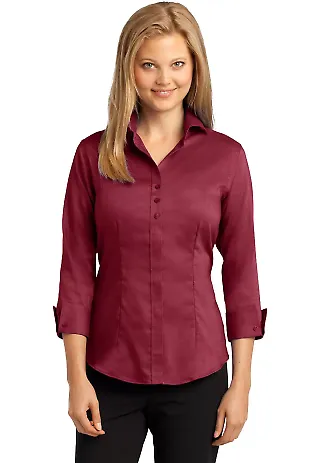 RH69 Red House® Ladies 3/4-Sleeve Nailhead Non-Ir Deep Red front view