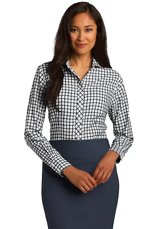 RH75 Red House® Ladies Tricolor Check Non-Iron Sh Dk Green/Navy front view