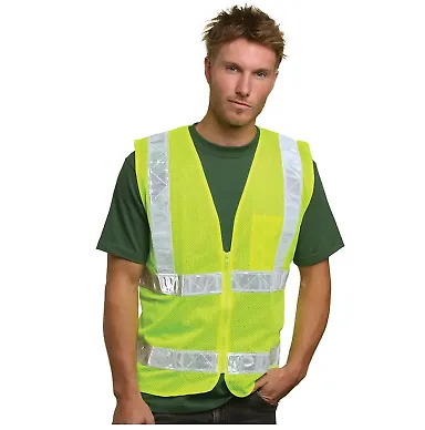 BA3785 Bayside Mesh Safety Vest - Lime Lime Green front view