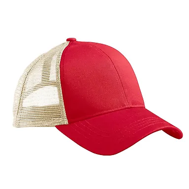 EC7070 econscious Eco Trucker Organic/Recycled RED/ OYSTER front view