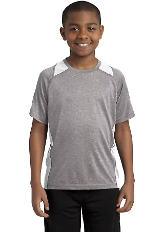 YST361 Sport-Tek® Youth Heather Colorblock Conten in Vnt he/white front view