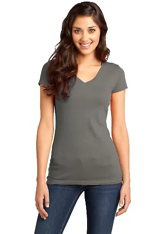 DT6501 District® - Juniors Very Important Tee® V Grey front view