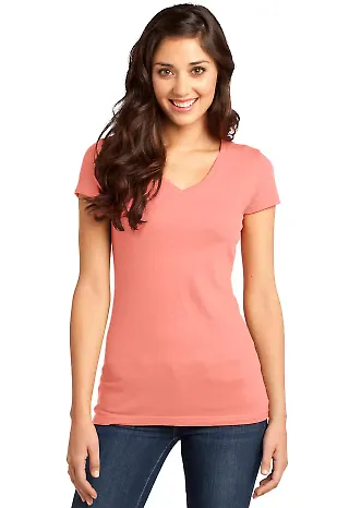 DT6501 District® - Juniors Very Important Tee® V Peach front view