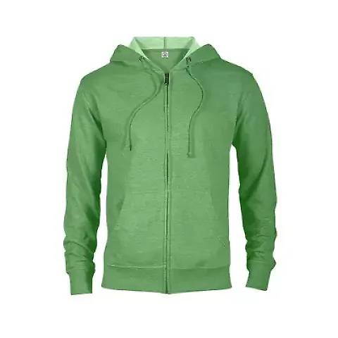 97300 Adult Unisex French Terry Zip Hoodie in Kelly heather hp2 front view