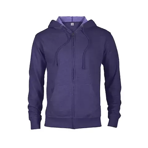 97300 Adult Unisex French Terry Zip Hoodie in Purple heather hp3 front view