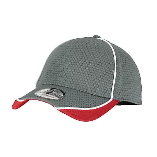 NE1070 New Era® Hex Mesh Cap in Grapht/red/wht front view