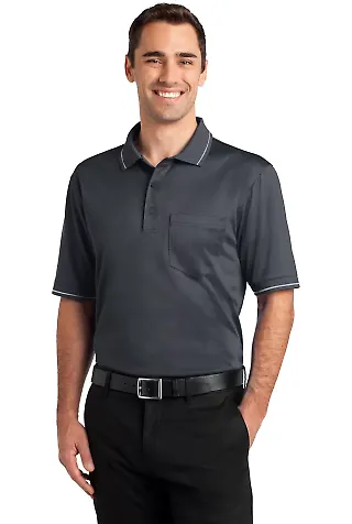 CS415 CornerStone® Select Snag-Proof Tipped Pocke Char/Lt Grey front view