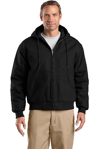 TLJ763H CornerStone® Tall Duck Cloth Hooded Work  Black front view
