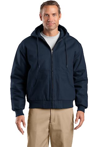 TLJ763H CornerStone® Tall Duck Cloth Hooded Work  Navy front view