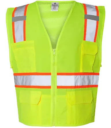 1163-1164 ML Kishigo - Solid Front Vest with Mesh  Lime front view