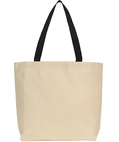 220 Gemline Colored Handle Tote NATURAL/ BLACK front view