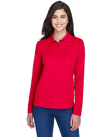 78192 Core 365 Pinnacle Ladies' Performance Long S CLASSIC RED front view