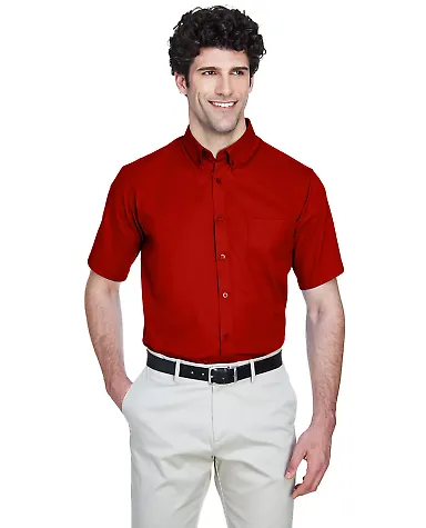 88194 Core 365 Men's Optimum Short-Sleeve Twill Sh CLASSIC RED front view