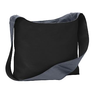 BG405 Port Authority® Cotton Canvas Sling Bag in Black/charcoal front view