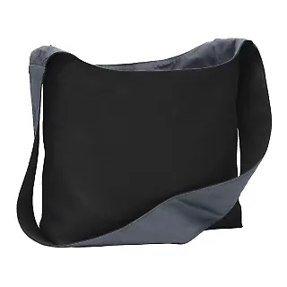 BG405 Port Authority® Cotton Canvas Sling Bag Black/Charcoal front view
