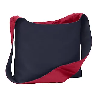 BG405 Port Authority® Cotton Canvas Sling Bag Navy/Chili Red front view