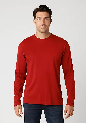 MC1144 Cotton Heritage Men's Indy Long Sleeve Tee Team Red front view