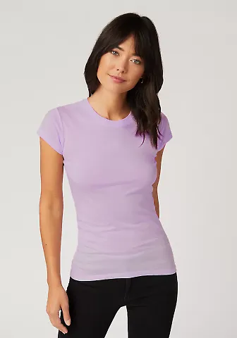 LC1025 Cotton Heritage Juniors Crew Neck Tee in Lavender front view