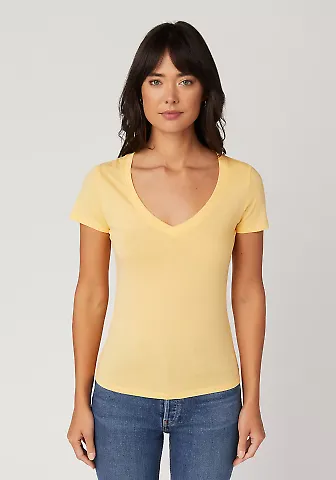 LC1125 Cotton Heritage Juniors V-Neck Tee in Squash front view