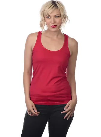 LC7705 Cotton Heritage Juniors Racerback Tank Red front view