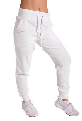White Jogger Sweat Pants Fashion Forward Wholesale Pricing