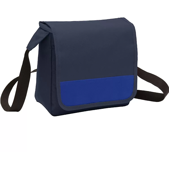 Port Authority BG753    Lunch Cooler Messenger Navy/Twil Blue front view