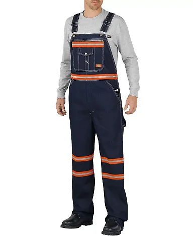 Dickies Workwear VB501 Men's Enhanced Visibility Denim Bib Overall INDIGO BLUE _36 front view