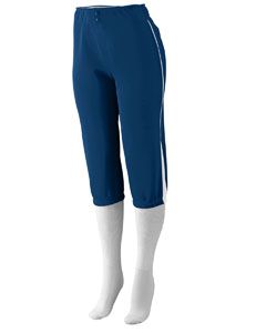 Augusta Sportswear 1246 Girls' Low Rise Drive Pant Navy/ White front view