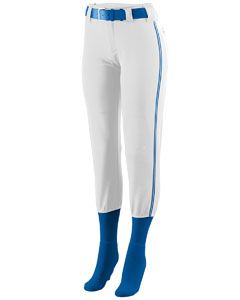 Augusta Sportswear 1249 Girls' Low Rise Collegiate Pant White/ Royal/ White front view