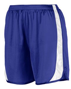 Augusta Sportswear 327 Wicking Track Short with Side Insert Purple/ White front view