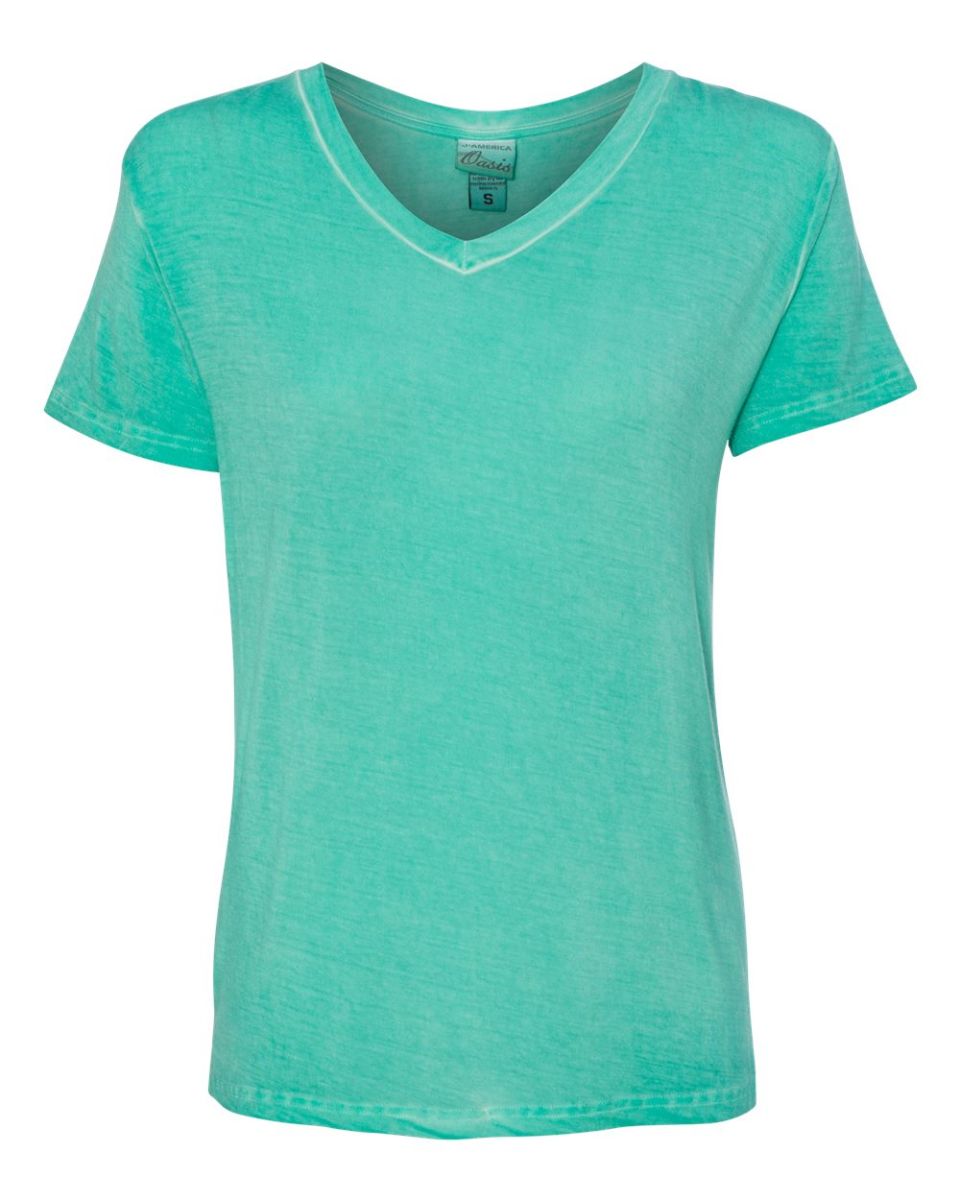 8132 J. America - Women's Oasis Wash V-Neck T-Shirt