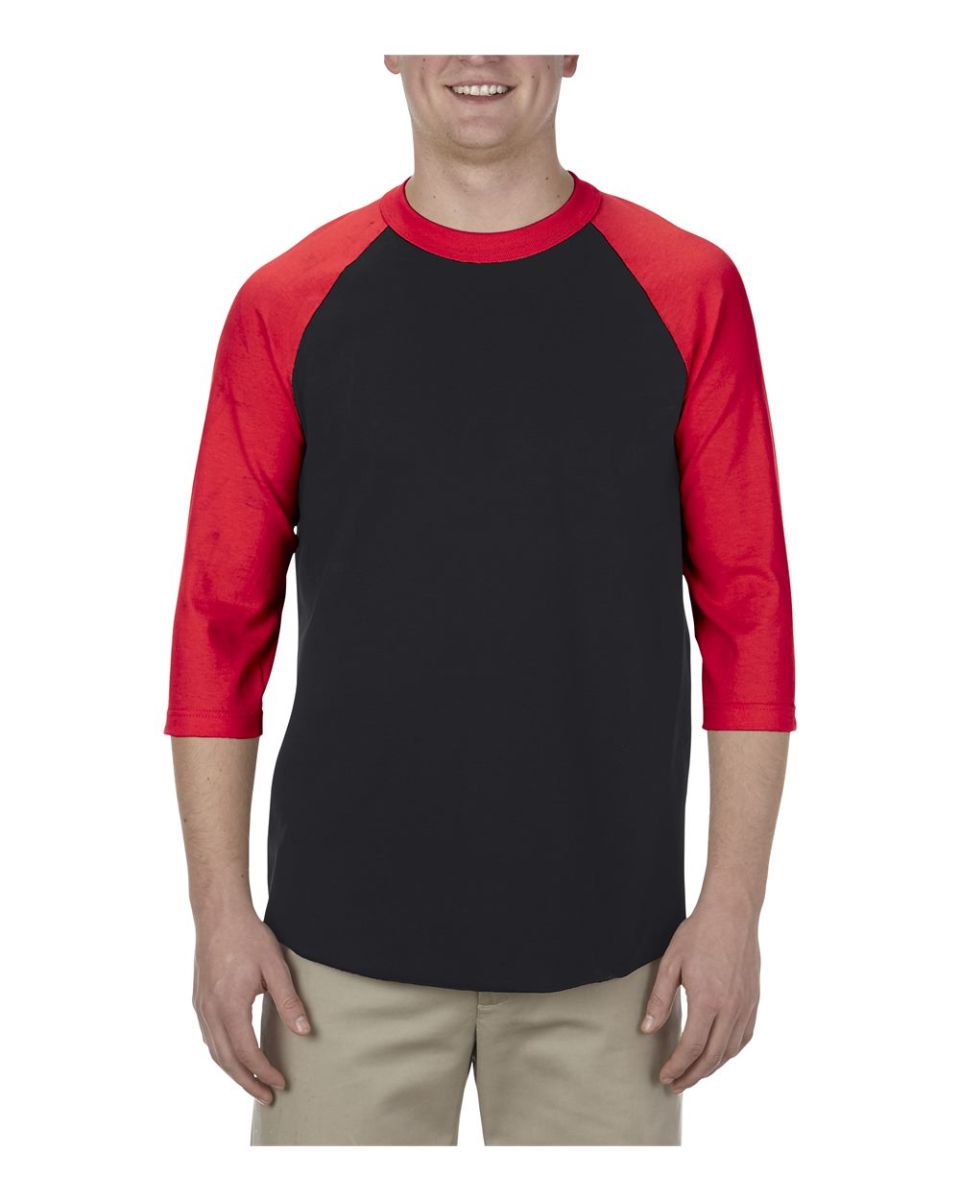 red and black baseball shirt