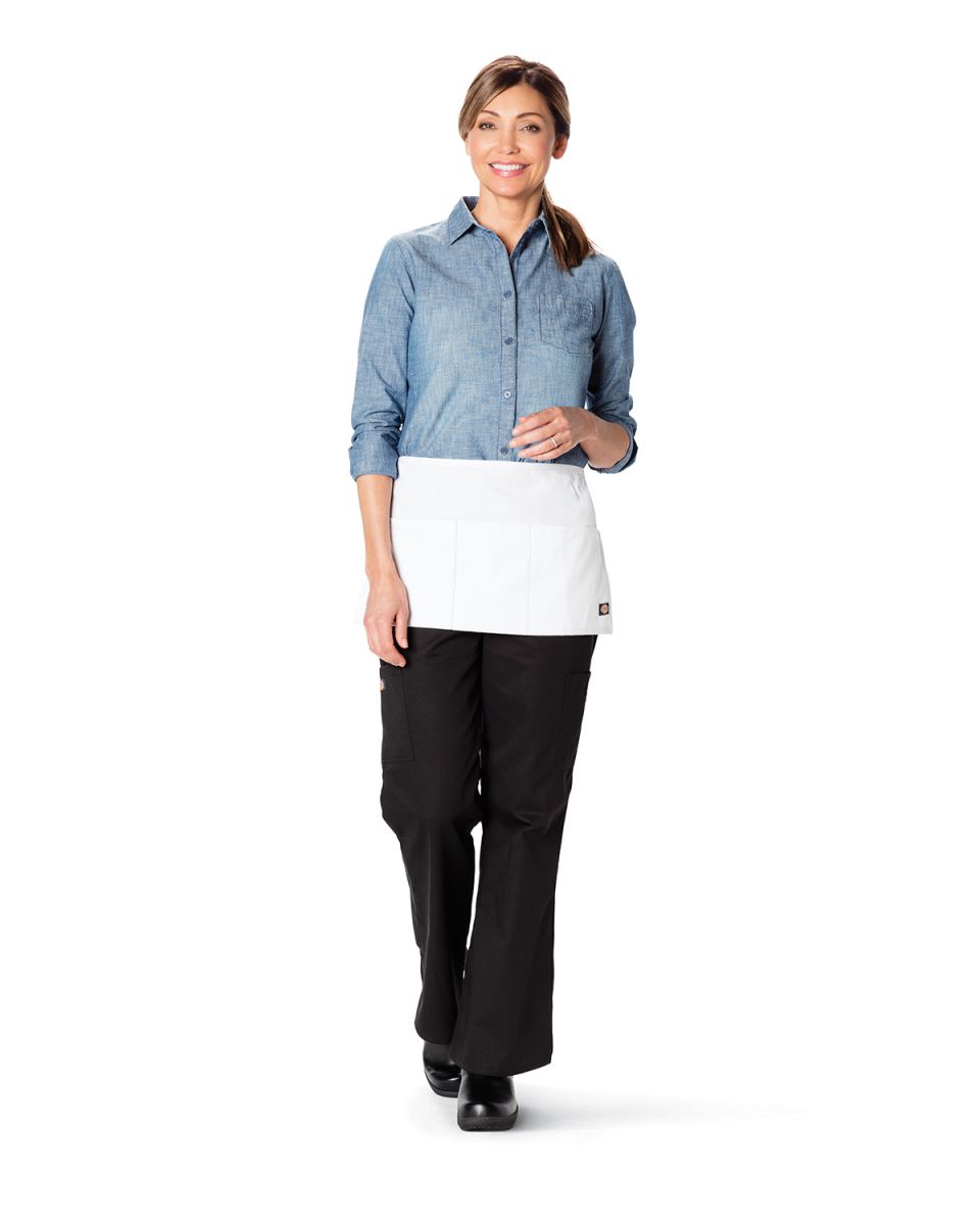 Dickies Chef DC56 3-Pocket Server Waist Apron WHITE front view