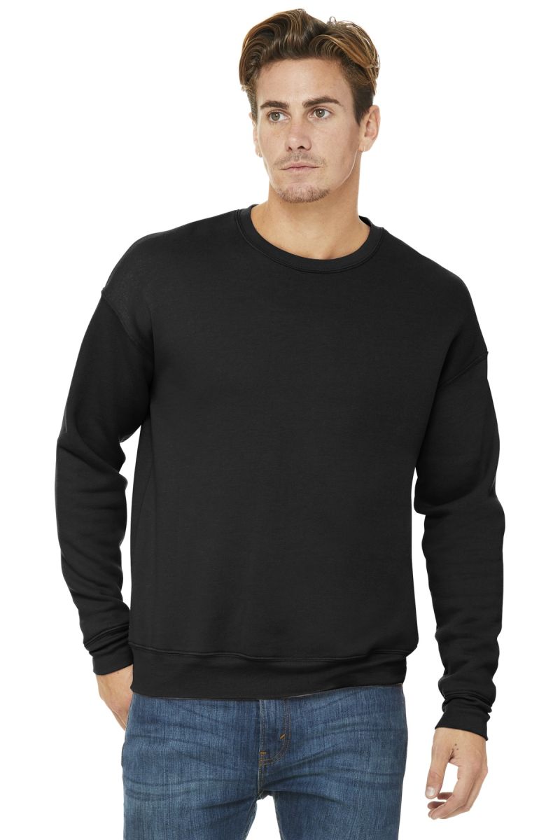 BELLA+CANVAS 3945 Unisex Drop Shoulder Sweatshirt BLACK front view