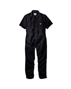 33999 Dickies 5 oz. Short Sleeve Coverall BLACK _S front view