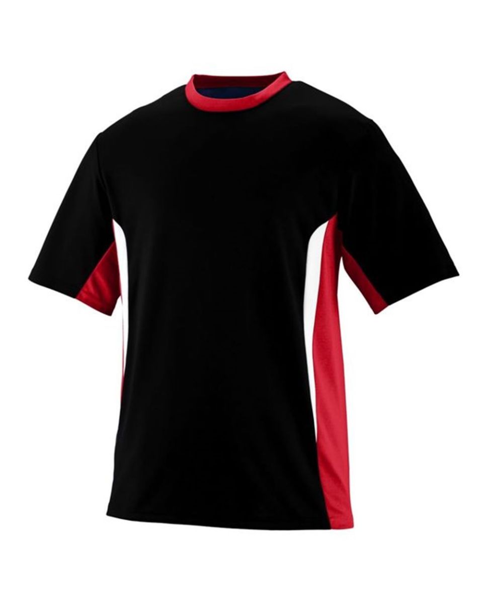 1511 Augusta Youth Surge  Short Sleeve Jersey Black/ Red/ White front view