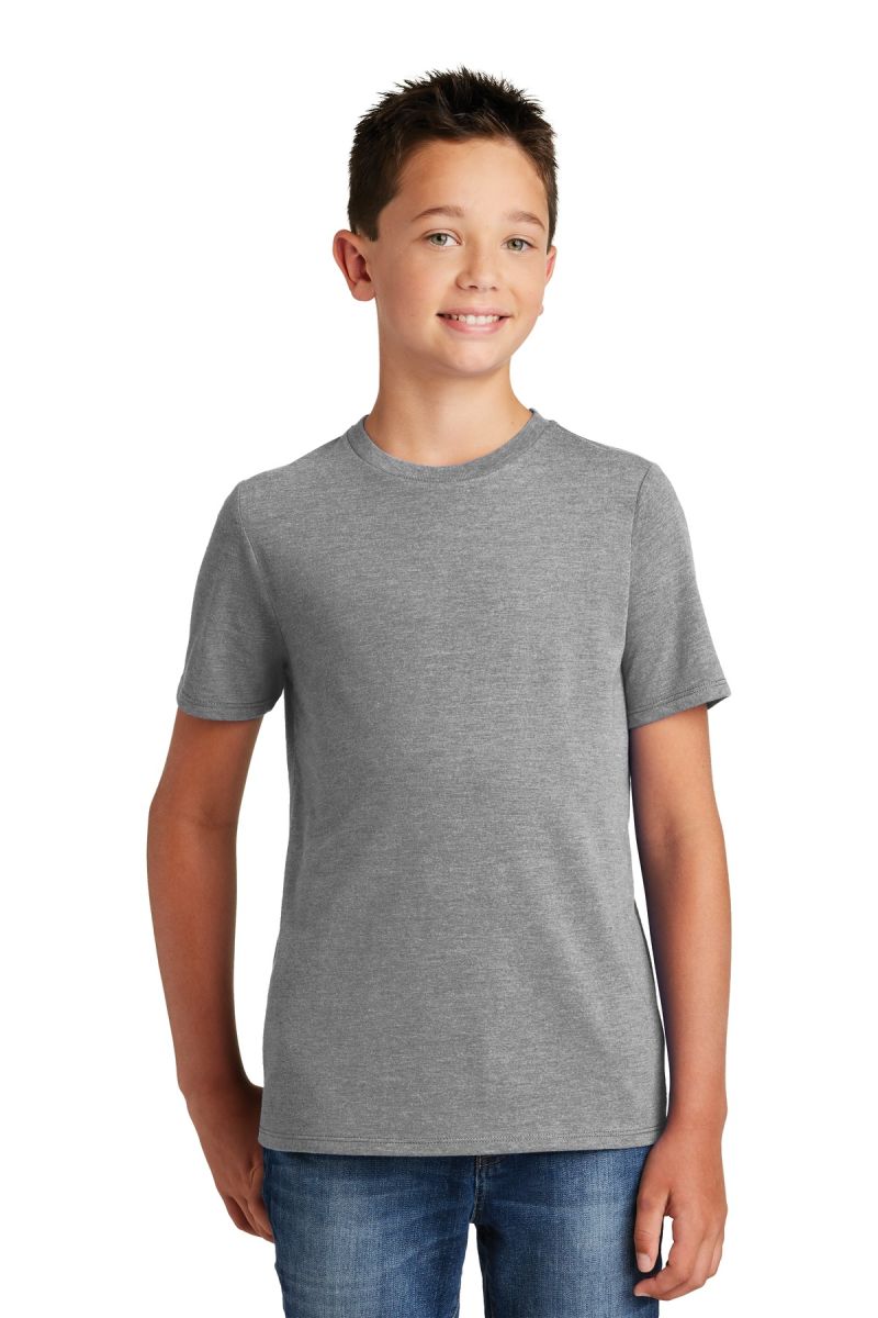 DT130Y District Made  Youth Perfect Tri  Crew Tee Grey Frost front view